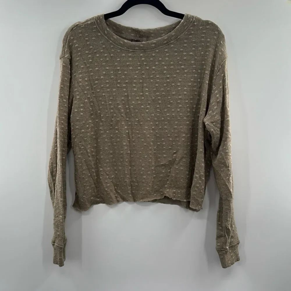 3For$20 Agnes & Dora Tan Textured NWT Open Hem Crop Long Sleeve Less  size M